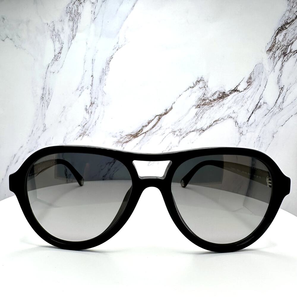 New CHANEL Sunglasses Black Polarized Lens Pilot Aviator 55mm - Picture 3 of 16